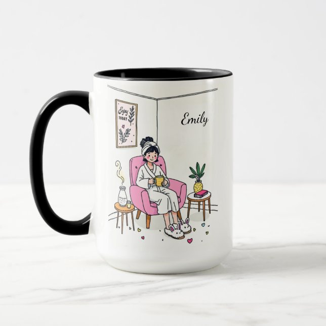 Caneca Personalized Cozy Friend Gift Cute Relaxing Self (Esquerda)
