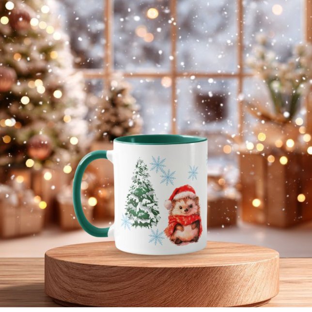 Caneca  Personalized Cute Christmas Hedgehog Coff Custom  (Criador carregado)