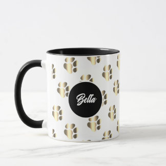 Caneca Personalized gold paws pattern pet lovers
