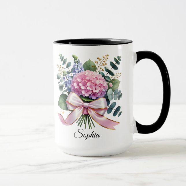 Caneca Personalized Hydrangea Flower Name Mug Gift (Direita)