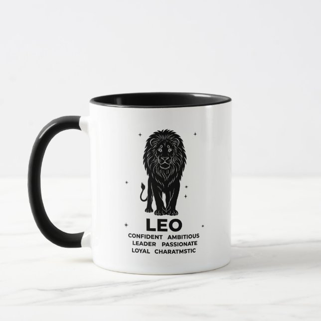 Caneca Personalized Leo Zodiac sign Name and traits (Esquerda)