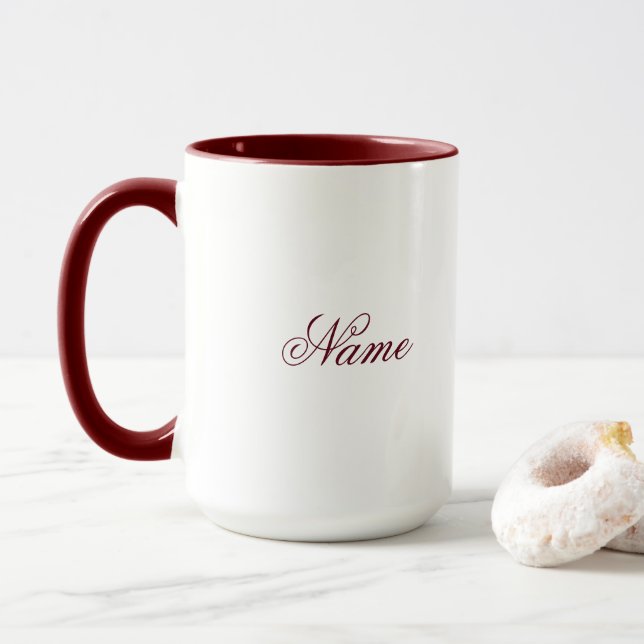 Caneca Personalized Maroon Combo Mug With Custom Name (Com Donut)