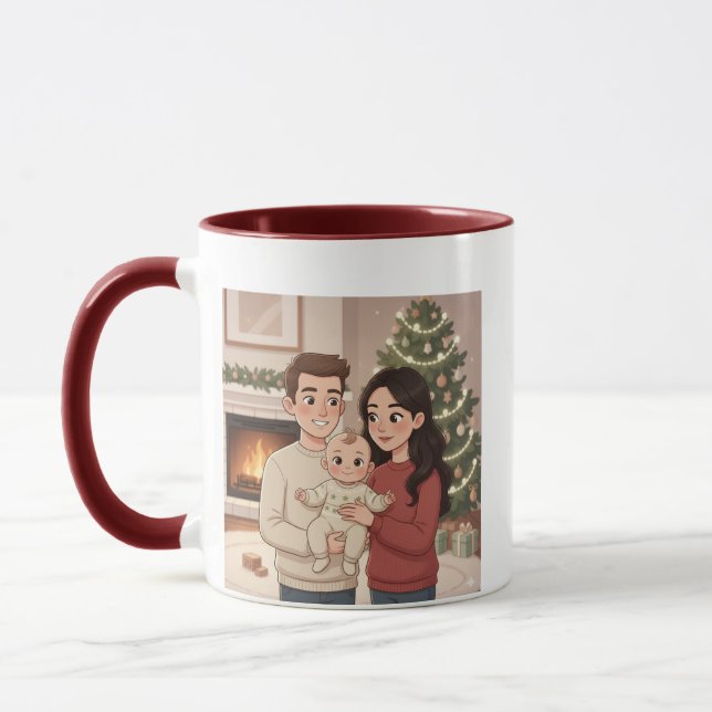 Caneca Personalized Merry Christmas Family Mug – Custom C (Esquerda)