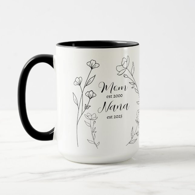 Caneca Personalized Mom Nana est year wildflower Mug (Esquerda)
