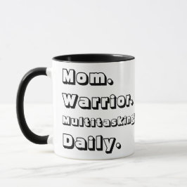 Caneca Personalized Mom Warrior Multitasking Daily Black 