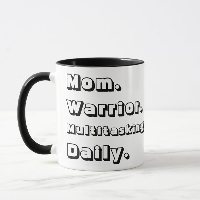 Caneca Personalized Mom Warrior Multitasking Daily Black  (Esquerda)