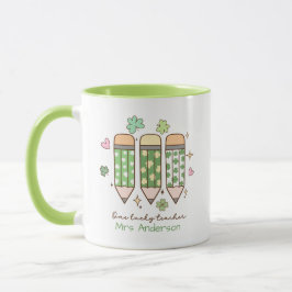 Caneca Personalized One Lucky Teacher Retro Pencil