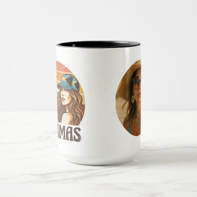 Caneca Personalized Photo Retro Bahamas Tropical Beach    (Centro)