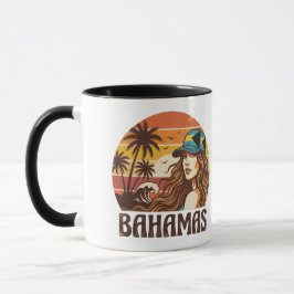Caneca Personalized Photo Retro Bahamas Tropical Beach