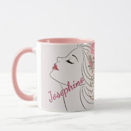 Caneca Personalized Pink Rose Floral Hair Woman Elegant