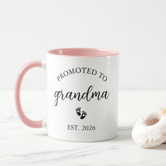 Caneca Personalized Promoted to Grandma (Com Donut)
