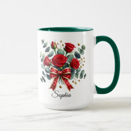 Caneca Personalized Red Rose Name Mug Elegant Gift