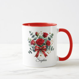 Caneca Personalized Red Rose Name Mug Gift