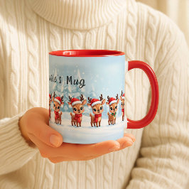 Caneca Personalized Reindeer Mug, Cute Christmas Gift, Cu