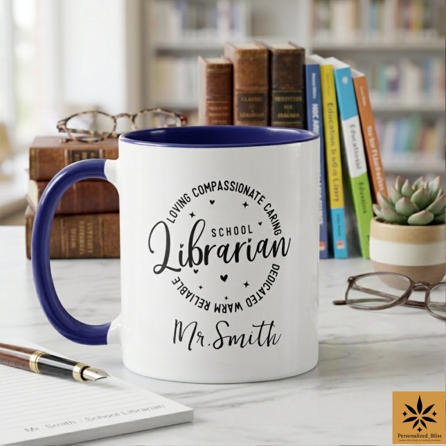 Caneca Personalized School Librarian Day | Custom Name  (Personalized School Librarian Day | Custom Name Mug
)