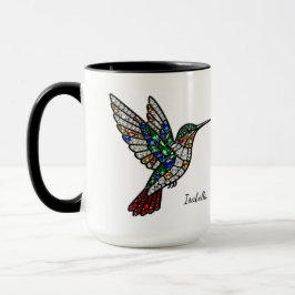 Caneca Personalized Stained Glass Hummingbird Mug