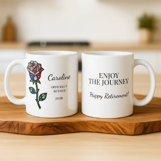 Caneca Personalized Stained Glass Rose Retirement Mug
