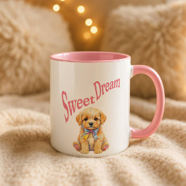 Caneca Personalized "Sweet Dream" Puppy Dog Watercolor Mu