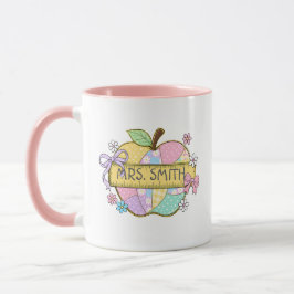 Caneca Personalized Teacher Preppy Apple Mug
