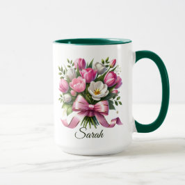 Caneca Personalized Tulip Floral Name Mug