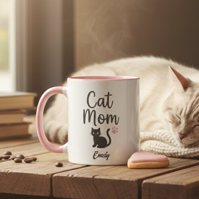 Caneca Personalized Two-Tone Cat Mom Mug (Criador carregado)