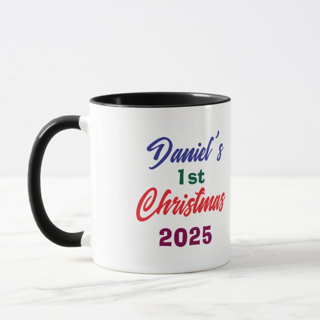 Caneca Personlized Photo Daniel's 1st Christmas Tree  (Esquerda)