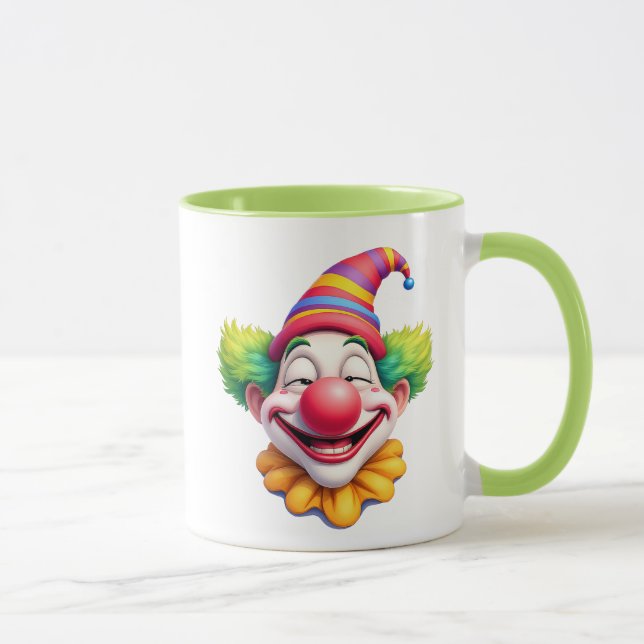 Caneca Personnage drôle, nez rouge, blagues, grimaces. (Direita)