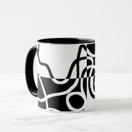 Caneca Persuasão linear II: Abstrato preto e branco