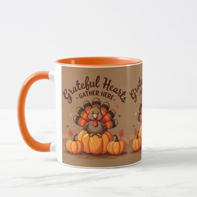 Caneca Peru de Ação de Graças de Corações Gratos (Esquerda)