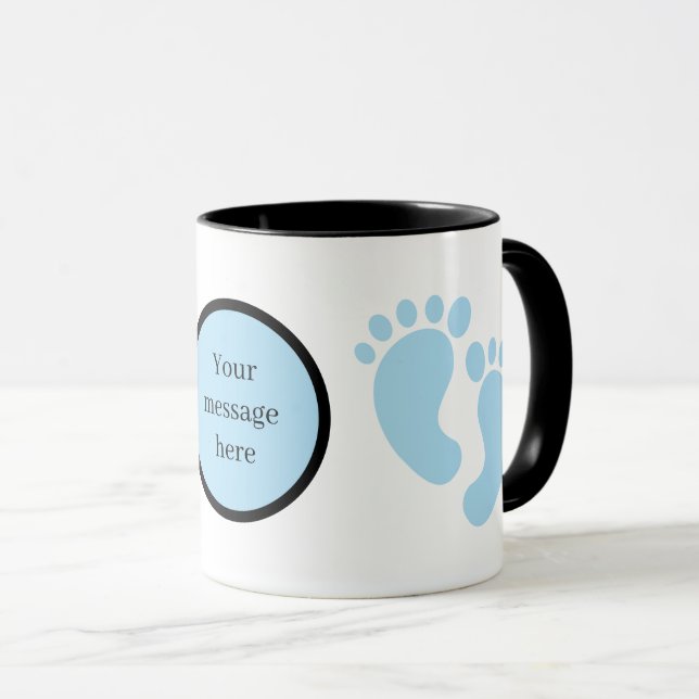 Caneca Pés de menino bebê fofo adicionar mensagem (Frente Esquerda)