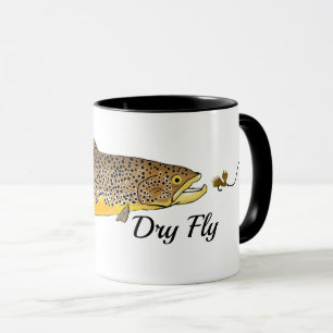 Caneca Pesca com mosca seca da truta de Brown
