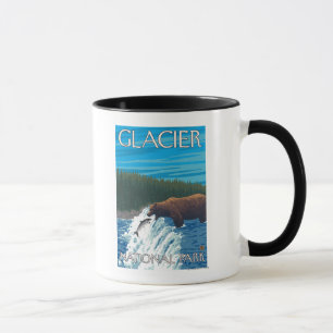 Caneca Pesca do Urso no Rio - Parque Nacional do Glacier,