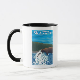 Caneca Pesca do urso no rio - Skagway, Alaska