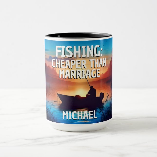 Caneca PESCA Engraçada: Mais barata que o Casamento (Centro)