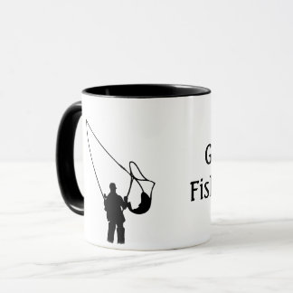 Caneca Pesca - Silhueta de Alguém Pescando