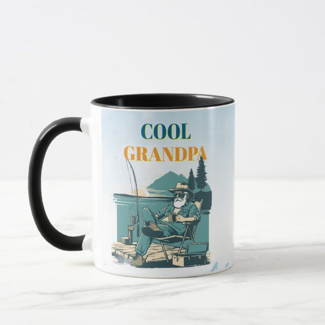 Caneca Pescador Antigo No Cais Design Retro De Pesca (Esquerda)