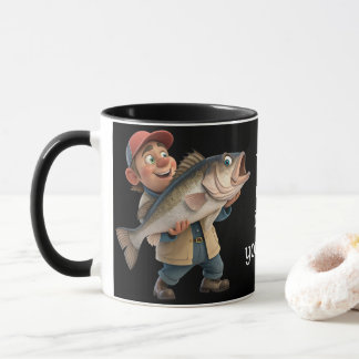 Caneca Pescador bonito/feliz com café mágico de peixe gra