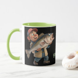 Caneca Pescador bonito/feliz com café mágico de peixe gra