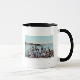 Caneca Pescadores que mostram a captura do dia