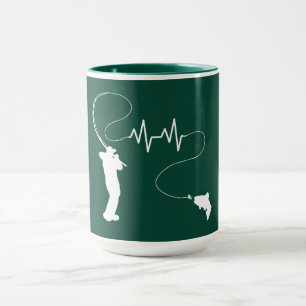 Caneca Pescaria Coração Batendo Truta Fly Fishing