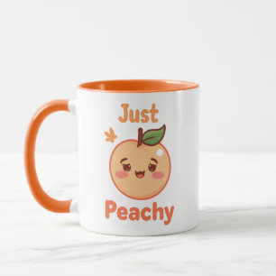 Caneca Pêssego de desenho animado adorável com um sorriso