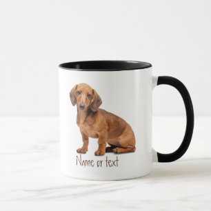 Caneca Pet de Cachorro Daschund de Aquarela Personalizado
