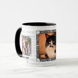 Caneca Pet Memorial 3-Foto Perda de um Gato de Arte Palav