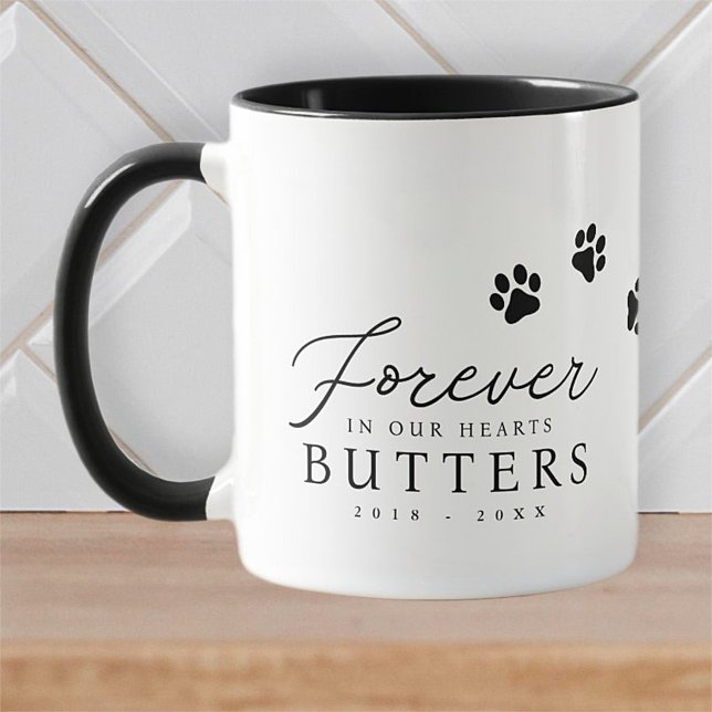 Caneca Pet Memorial Forever em nosso Coração Chic Moderno (Criador carregado)