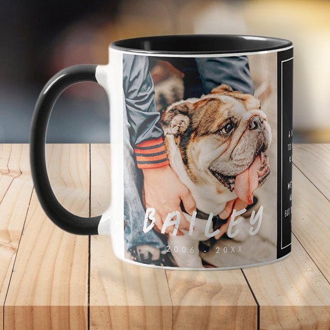 Caneca Pet Memorial Modern Grunge Remembrance Poem Foto (Criador carregado)