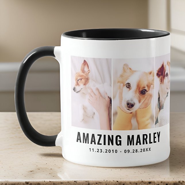 Caneca Pet Memorial Modern Simple Chic Personagem Três Fo (Criador carregado)