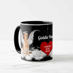 Caneca Pet Memorial Red Heart com Ouro Retriever Angel