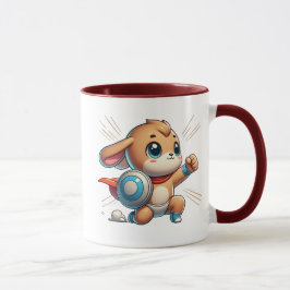 Caneca Petit chiot super-héros avec bouclier.