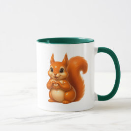 Caneca Petit écureuil roux mignon avec les pattes en cœur
