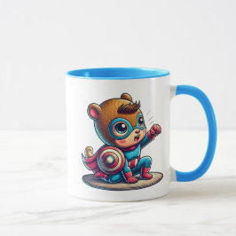 Caneca Petit enfant super-héros avec bouclier.